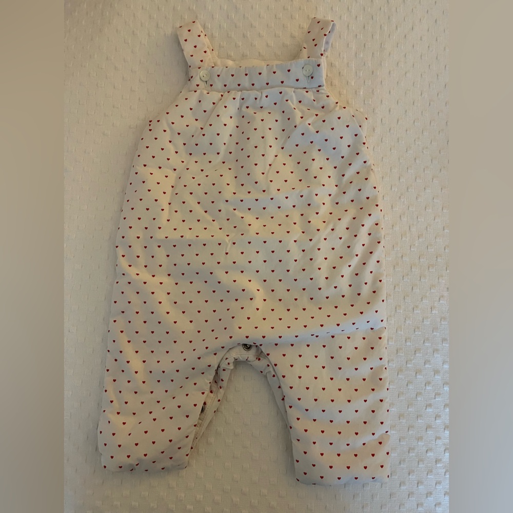 Jacadi Puffer Romper with Red Heart Pattern